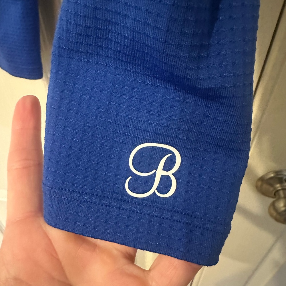 Bombshell Sportswear Blue and White Striped Leggings - Picture 4 of 5